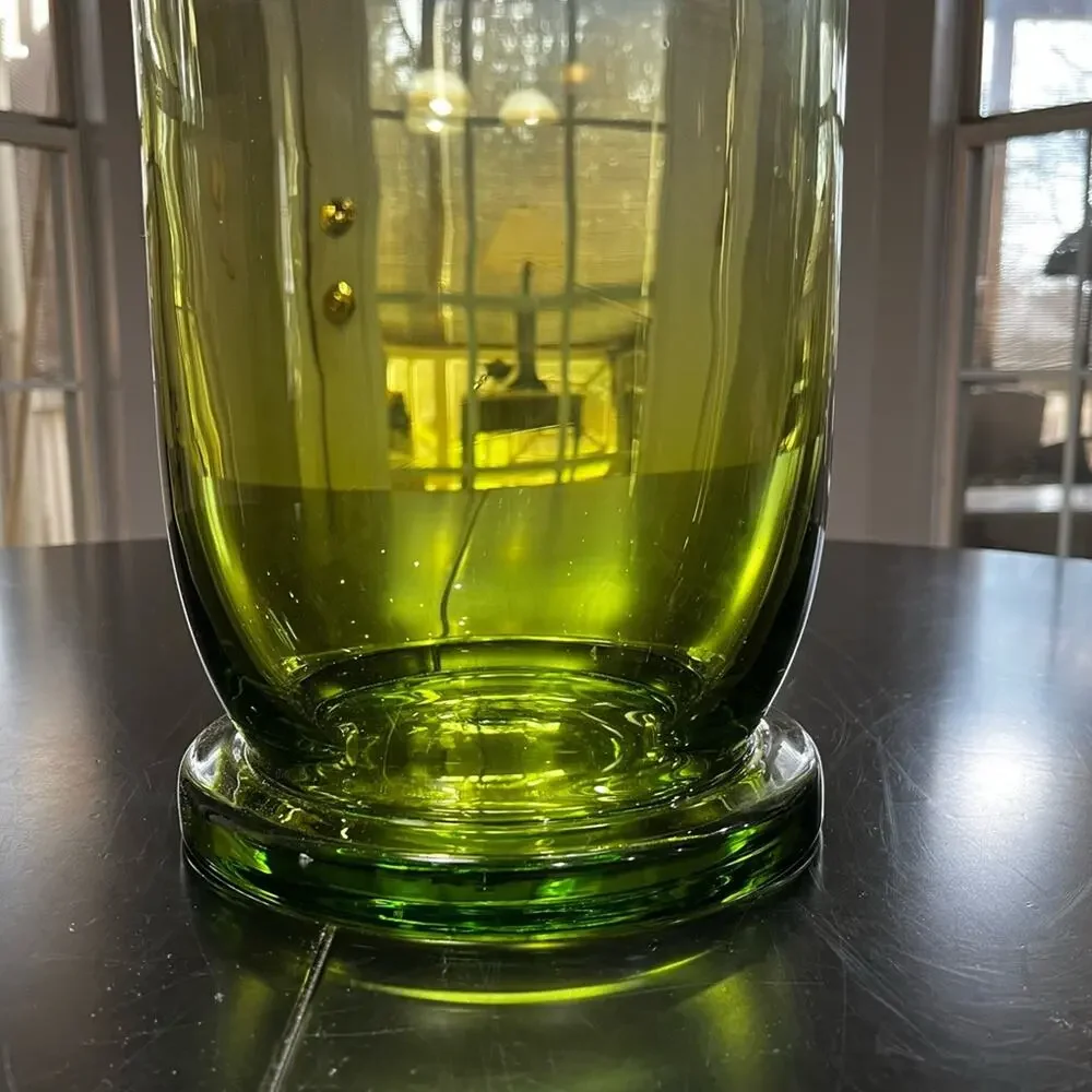 NEW Pottery Barn Classic 15” Tall Barrel Cylindrical Pillar Vase Ombre Green